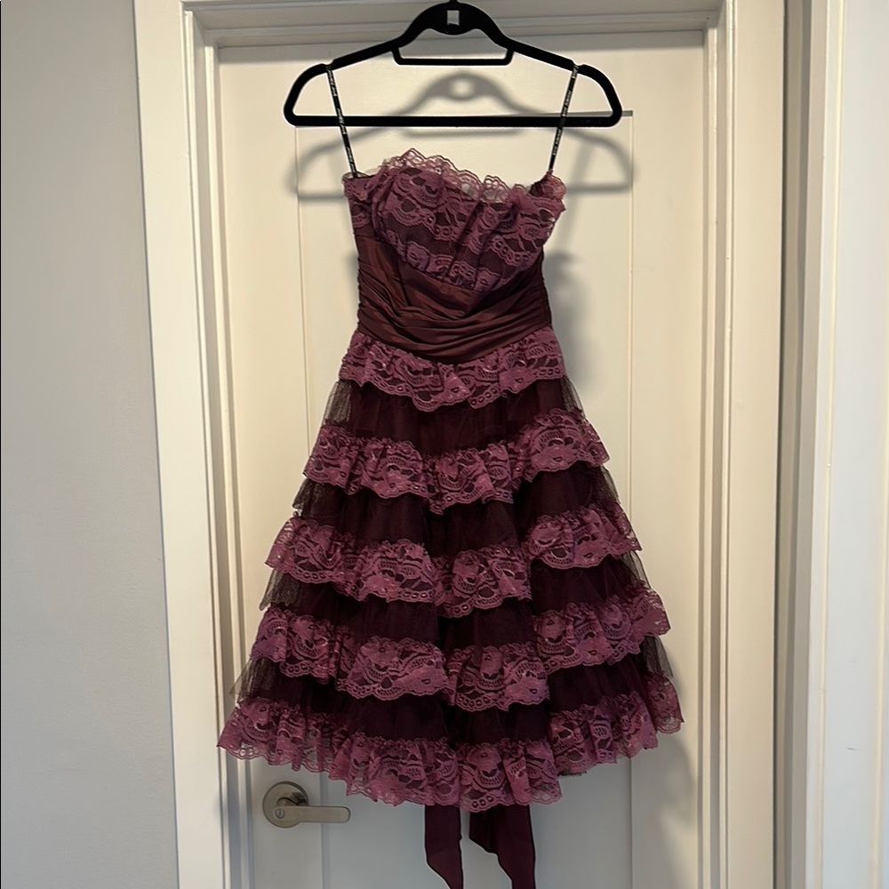 Betsey Johnson Lace Tiered Strapless Dress